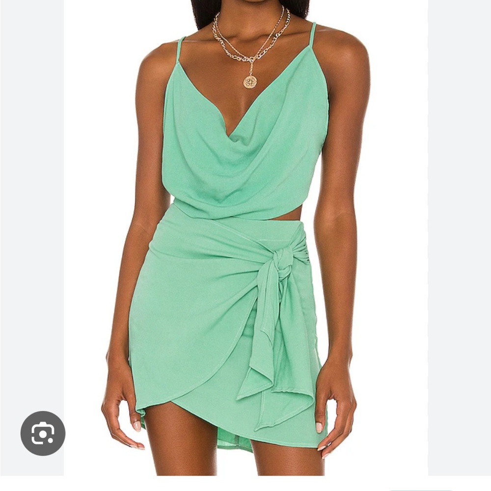 indah mint skirt XS and backless crop top set